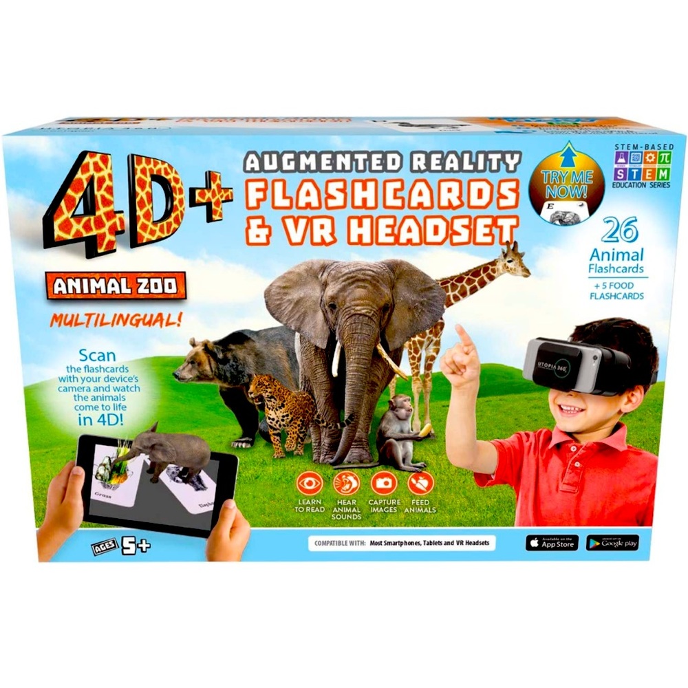 4D+ Augmented Reality Flashcards & VR Headset Animal Zoo Stem Based Education